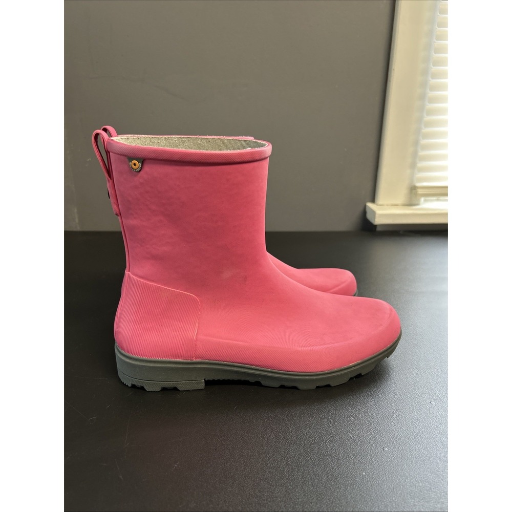 Bogs Holly Jr Girls 6 Mid Rain Boots Pink Round Toe Pull On Waterproof School - Picture 4 of 16